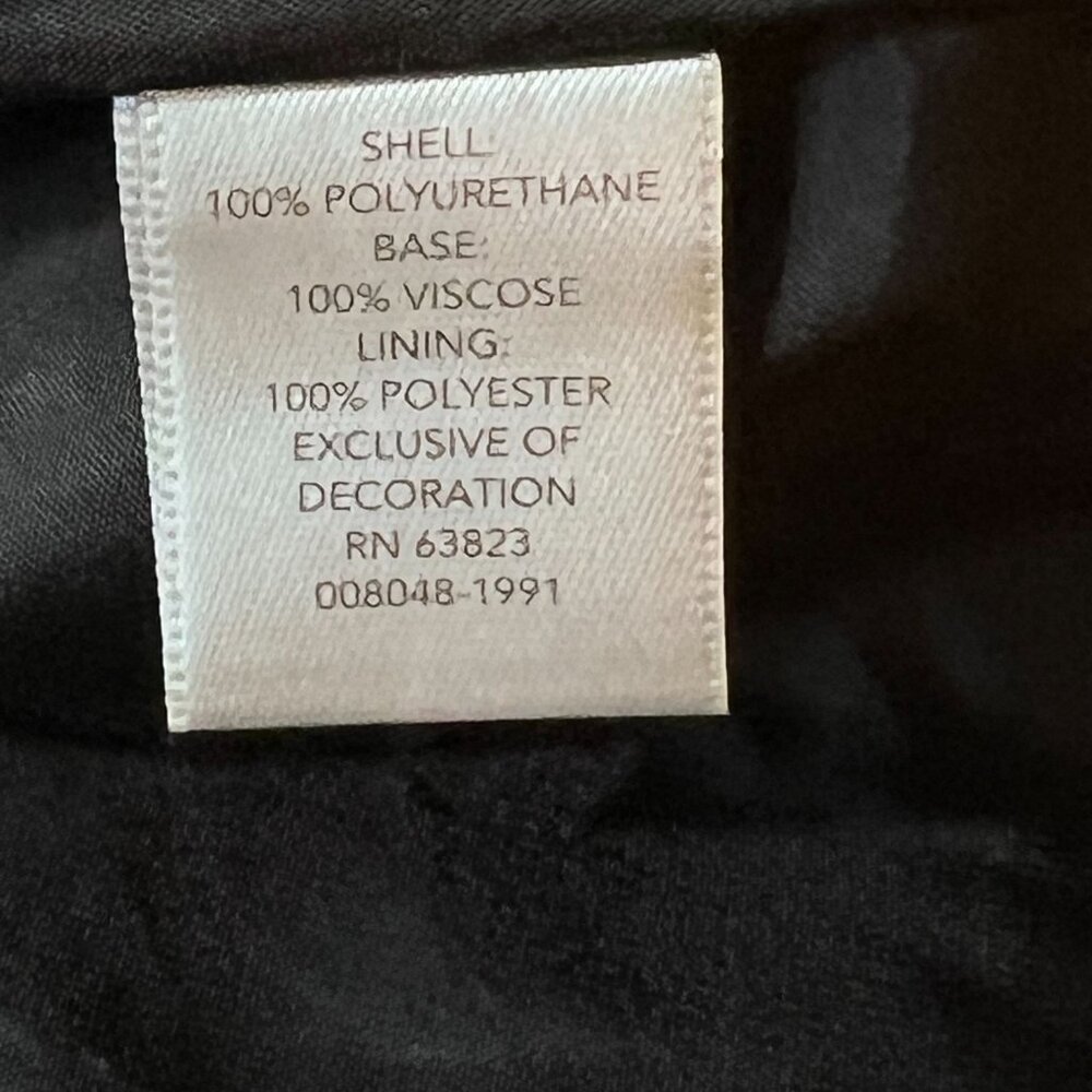 Christopher & Banks Black Faux Leather Jacket Floral Embroidery Snap Zip Large - Picture 15 of 16